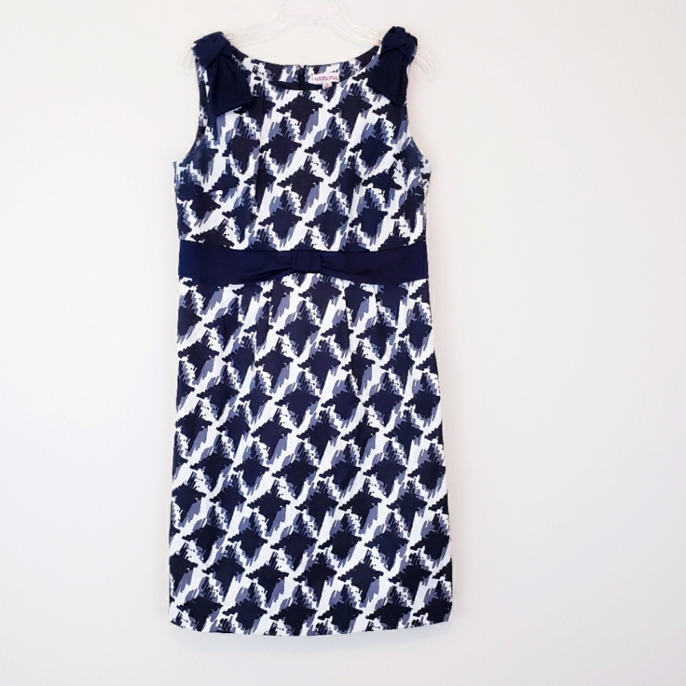 Merona Black White Geometric Print Sheath Dress Size 14 XL